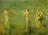 Thomas Wilmer Dewing Canvas Paintings - The Garland
